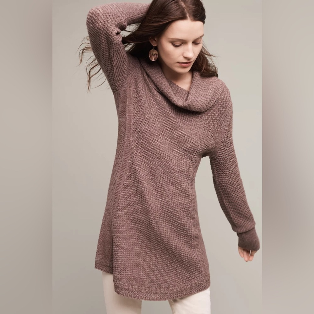 Anthropologie Angel of the North Rosie Brown Cowlneck Tunic Sweater | Size XSP